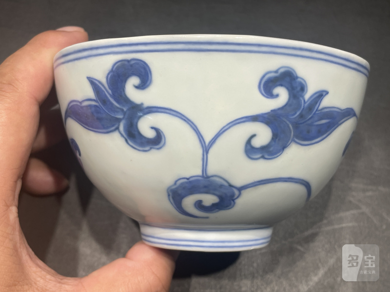 明成化 青花栀子花宫碗 - 图3